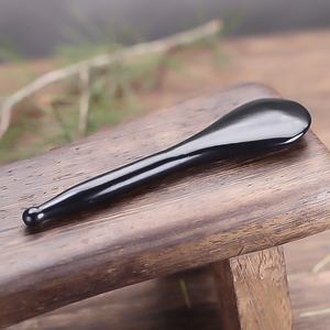 Chinois traditionnel Bian pierre Gua Sha cuillère noir Gua Sha outils de <span class=keywords><strong>Massage</strong></span> pour le cou et les yeux cuillère forme noir Bain pierre masseur - Product Image 2