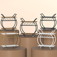 Chariot de Service Mobile Moderne avec Roues, Chariot de Bar Industriel en Bois avec Porte-Bouteilles et Porte-Verres pour Cuisine et Salle à Manger