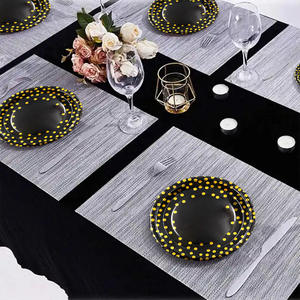 ชุดอุปกรณ์จัดงานวันเกิดลายจุดสีดำทอง  ประกอบด้วยจานหนา แก้วกระดาษ กระดาษเช็ดมือ ชุดเครื่องใช้บนโต๊ะอาหาร - Product Image 4