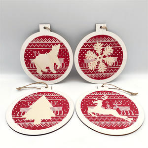 จี้ตกแต่งต้นคริสต์มาสงานไม้ทรงกลมห้อยทำจากไม้คริสต์มาสชิ้นเดียวตามสั่ง - Product Image 2