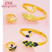 Ouverture du Vietnam Bracelet pour femme en or plaqué cuivre Bague paon Costume cloisonné