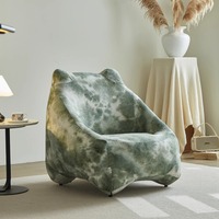 Fauteuil de détente moderne en velours Timberight - Pliable et portable avec pieds en bois pour salon, bureau à domicile, chambre à coucher