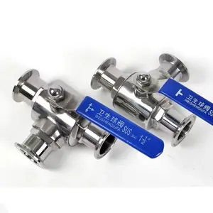 Higiene <span class=keywords><strong>19</strong></span> 25 32 38 51mm 304 316L sanitaria de acero inoxidable de 50,5mm Tri Clamp T L Puerto 3 tres vías, válvula de bola - Product Image 1