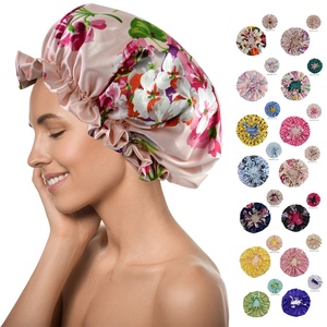 Cappello da Notte in Raso a Doppio Strato Regolabile con Stampa Floreale, 50 Colori, Lussuoso Copricapo in Seta per Donne - Product Image 1