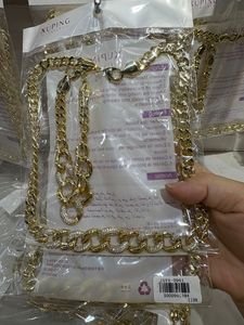 مجوهرات XUPING بالجملة، طقم سلسلة وسوار كوبان لينك مطلي بالذهب، نحاسي، مرصع بالكريستال، بتصميم هيب هوب عصري - Product Image 3