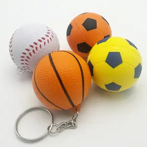 Populariteit Pu Foam Basketbal Vorm Sleutelhanger Stress Bal Zachte Aangepaste Logo Bal Sleutelhanger Hot Selling