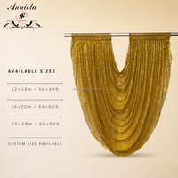 ANNIELU Rideau de draperie en forme de U avec sequins dorés pour arche de mariage, toile de fond, décoration d'événements et de fêtes