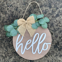 Décoration de porte d'entrée — hello rustique, panneau rond de bienvenue, à suspendre, en bois, pour la maison, nouveauté