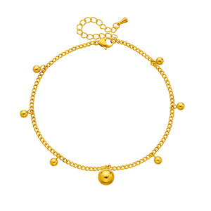 Minimalist Multi Sizes Gold <b>Bead</b> Drop <b>Anklet</b> Gold Plated Stainless Steel Smooth Round Ball Pendant Simple Thin Chain <b>Anklet</b> - Product Image 6