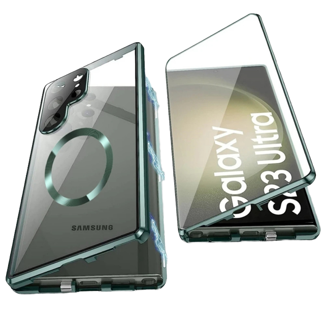 HD Screen Tempered Glass Full Protection Cover for Samsung S22/S25 Ultra/S23/S24 Plus Aluminum Alloy Frame Electroplate