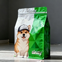 Sachet alimentaire premium pour animaux de compagnie à fond plat avec fenêtre haute transparence, pour flocons et granulés d'aliments pour poissons, anti-humidité, autoportant, avec zone d'écriture, pour lait