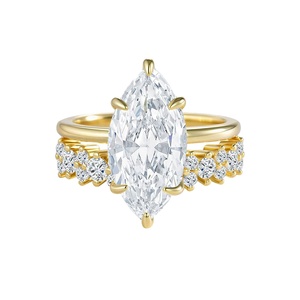 Anillo de Compromiso y Boda SPJ de Lujo en Plata de Ley S925 con Corte Marquesa, Circonita Cúbica 8A con Corte Hielo, Apilable y Bañado en Rodio, de Moda - Product Image 1