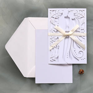 <span class=keywords><strong>Carte</strong></span> d'invitation de mariage romantique en papier perlé écologique, motif creux marié et mariée, pour baby shower, <span class=keywords><strong>anniversaire</strong></span>, Saint-Valentin - Product Image 3