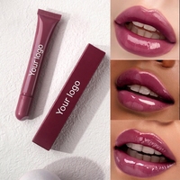 Gloss à lèvres hydratant et repulpant au polypeptide avec logo OEM, baume à lèvres hydratant, huile de soin des lèvres à l'huile de graines de camélia, boîte personnalisée