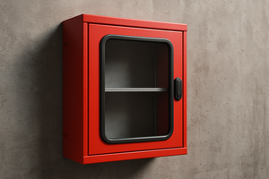 ตู้เก็บสายดับเพลิงติดผนังสีแดง - กล่องเก็บอุปกรณ์ดับเพลิงเหล็กพร้อมประตูกระจกและมือจับแบบมีกุญแจ - Product Image 2