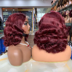 Los Mejores Proveedores de Pelucas al por Mayor de 14 Pulgadas # N # 99J # Pelucas con Cierre 5x5 de Cabello Sintético P4/30 Super Double Drawn Ocean Wave - Product Image 4