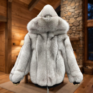 Veste bomber d'hiver pour homme en fourrure de renard véritable épaisse, imperméable et réversible, 100% laine - Product Image 3
