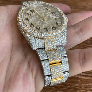 Moissanite Diamond <b>Watch</b> Full Iced Out Arabic Numeral Function Men's <b>Watch</b> Stainless Steel Mens and <b>Women</b> <b>Watch</b> - Product Image 6