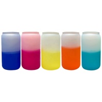 Offre Spéciale – Tasses à Café Glacé et à Thé en Verre Borosilicate Givré Transparent Réutilisables, Supports de Sublimation, 16 oz, avec Couvercle en Bambou