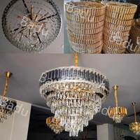 Lustre en cristal vintage européen moderne de luxe, luminaire suspendu décoratif doré pour hall d'hôtel, grands luminaires suspendus