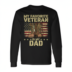 Camiseta de manga larga con estampado de bandera y botas de My Favorite Veteran Is My Dad - Product Image 2