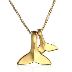 Collares Minimalistas de Plata y Oro con Recubrimiento PVD Antideslustre, Joyería Fina de Acero Inoxidable 316L, Collar con Diseño de Cola de Pez para Mujer - Product Image 1