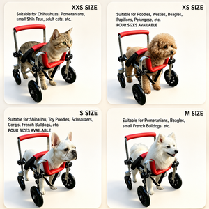 Carrito de Movilidad Ajustable de 4 Ruedas para Perros, Marco de Aluminio Rojo, Soporte para Patas Traseras, Plegable, Carrito de Viaje - Product Image 1