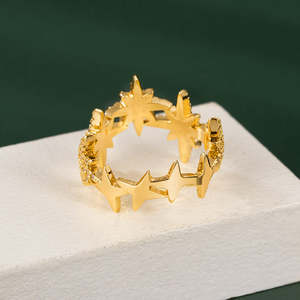 Bagues Zircon en cuivre plaqué or 18 carats à la mode huit étoiles de haute qualité-Styles à la mode pour les femmes - Product Image 4