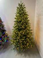 Sapin de Noël artificiel pré-éclairé de 6 pieds en PVC et PE, facile à monter, avec lumières multicolores