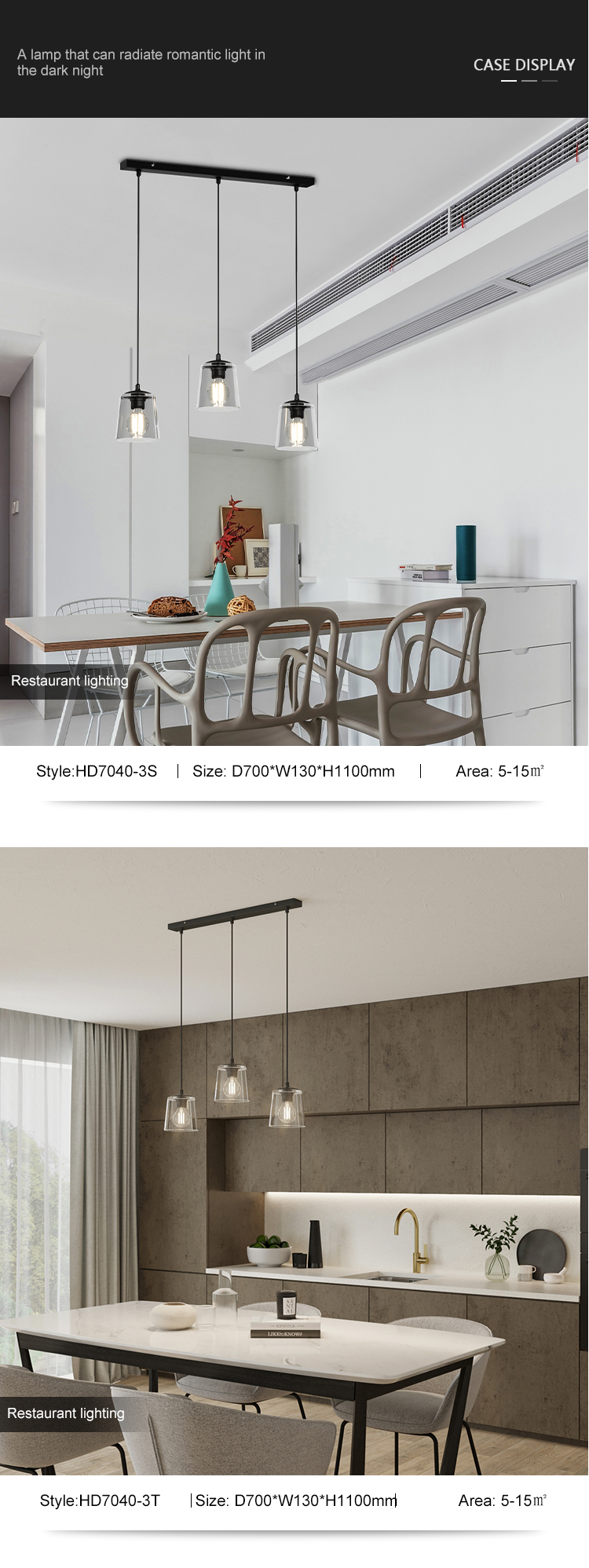 Glass Lamp Decoration Office Living Room Kitchen Modern Hanging E27 Pendant Light