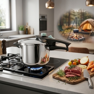 Olla a Presión de Acero Inoxidable para el Hogar, con Diseño de Asa en Forma de Pez, 4L/6L/8L/10L, para Uso en Cocina Doble, <span class=keywords><strong>Precio</strong></span> de Fábrica - Product Image 1