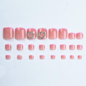 24 pièces/boîte – <span class=keywords><strong>Faux</strong></span> <span class=keywords><strong>ongles</strong></span> carrés français roses tendance à presser – Décoration d'<span class=keywords><strong>ongles</strong></span> de pieds – Outils de beauté pour les pieds - Product Image 3