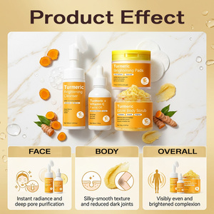 Set de Cuidado de la Piel con Cúrcuma de Marca Privada, <span class=keywords><strong>Kit</strong></span> Iluminador con Vitamina C OEM, Almohadillas Limpiadoras Faciales Personalizadas, Exfoliante Corporal, Venta al por Mayor, 4 en 1 - Product Image 3