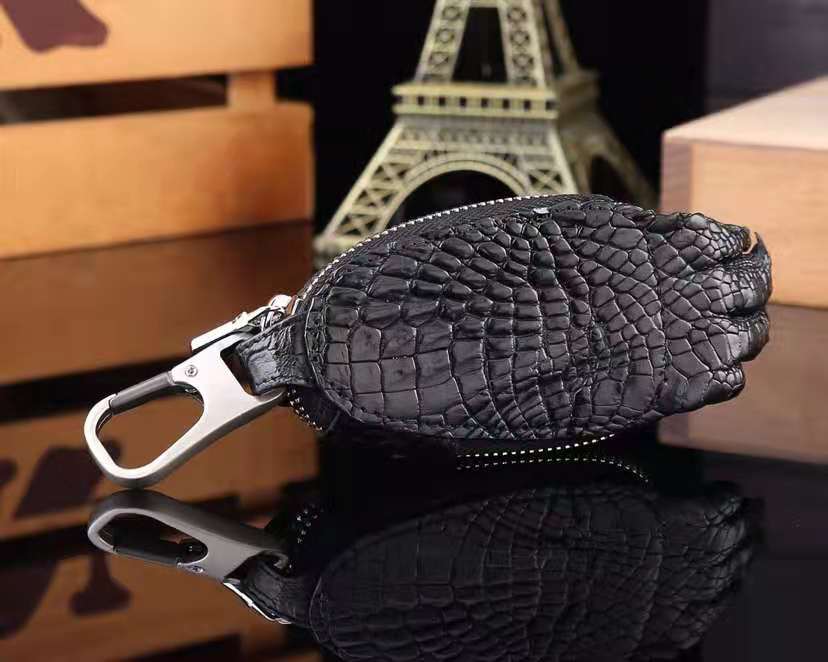 Portachiavi in pelle di coccodrillo unisex con zip YKK - Lusso e impermeabile