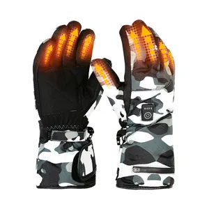 Sarung tangan olahraga kamuflase sarung tangan panas poliester sarung tangan Ski nirkabel jari terbaik & baterai sarung tangan panas pria Logo kustom