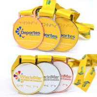 Medalla de Premio Comunitaria Municipal Personalizada, Medalla de Oro, Plata y Bronce con Grabado en Braille y Logotipo para Eventos de Accesibilidad