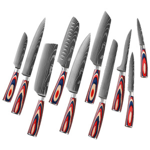 Ensemble de 16 couteaux de cuisine de haute qualité en acier <span class=keywords><strong>Damas</strong></span>, faits à la main, avec support, <span class=keywords><strong>ciseaux</strong></span>, couteau Santotu, couteau à découper, couteau à désosser, couteau de chef, avec manche en <span class=keywords><strong>bois</strong></span> - Product Image 2