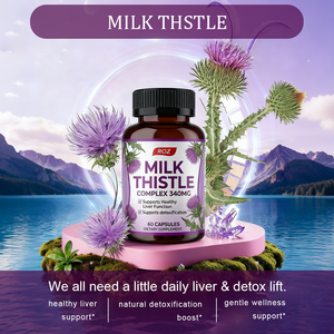 مكمل غذائي من شوك الحليب 380 ملغ لدعم وظائف الكبد وإزالة السموم للبالغين، 60 كبسولة/زجاجة، توريد بالجملة من المصنع - Product Image 3