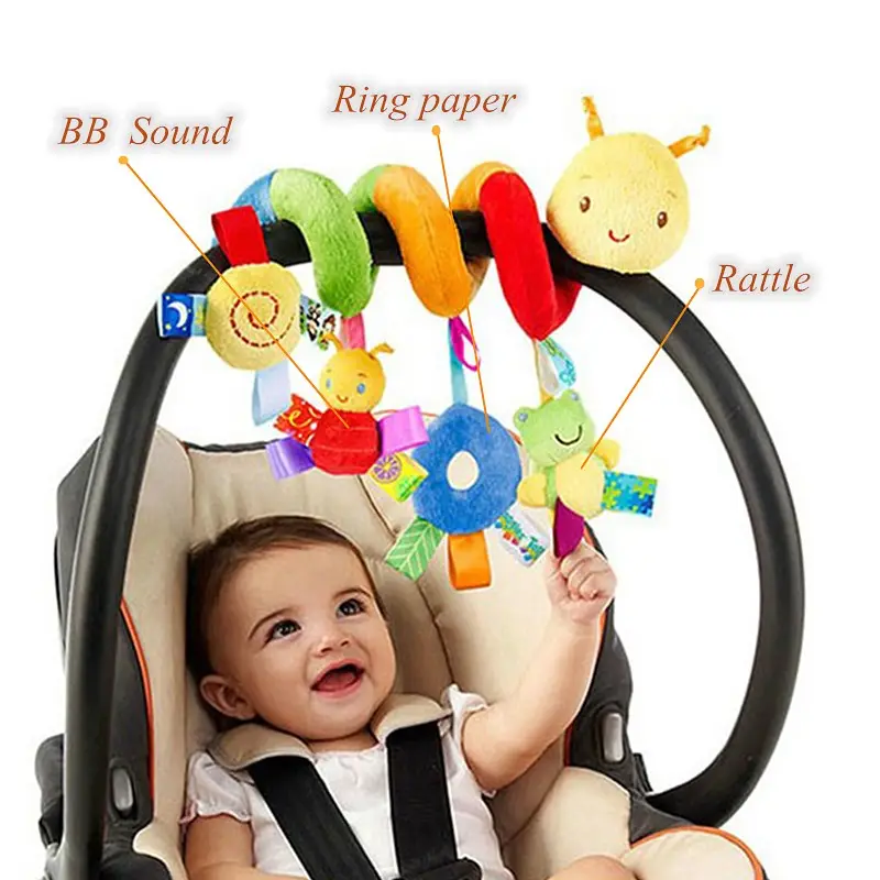 Baby Activity and Teething Toy with Multi-Sensory Rattle Animal Bee Rattle Spiral Baby Sensory Rattles