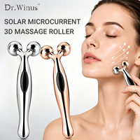 Rouleau facial à micro-courant alimenté par énergie solaire, masseur facial, outil de beauté pour le lifting du visage, le contouring, le resserrement de la peau, soin quotidien de la peau