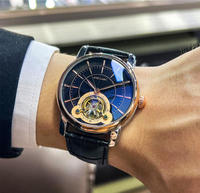 Jam Tangan Mekanik Otomatis Pria Populer Tahan Air, Dial Besar, Tourbillon, Penunjuk Waktu Bisnis, Laris Manis