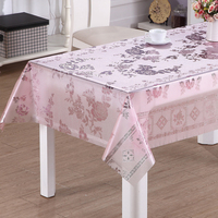 Nappe en PVC RNPT à motif floral argenté et dentelle, avec motifs en plastique, finition transparente et brillante pour la salle à manger