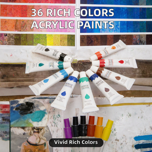 สีอะคริลิค CP Rich Pigment 12 สี บรรจุหลอดละ 12 มล. แบบแยกบรรจุ สำหรับนักเรียน ผู้เริ่มต้น เด็ก และผู้ใหญ่-สำหรับงานบนผ้าใบ - Product Image 2