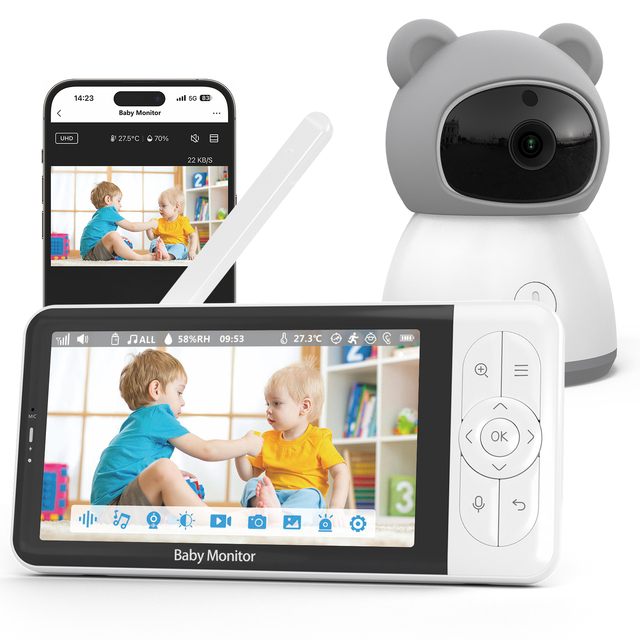 5.0-inch Baby Monitor Camera with App-1080P Wireless Video Nanny Cam Night Vision IP66 Waterproof & Lullabies
