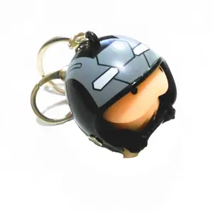 Mini Cute Motorcycle Helmet Key Chain Small Cap Ornaments Cartoon Helmet Pendant with Soft Squeeze Doll