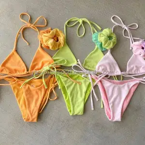 Conjunto de Bikini de malla de 3 piezas para mujer, traje de baño transparente, ropa de playa, 2022