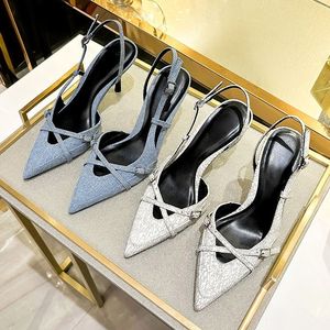 รองเท้าส้นสูงผู้หญิงแบบสวมเปิดส้น สีน้ำตาล ปลายแหลม ดีไซน์หรูหรา ปี 2024 - Product Image 6