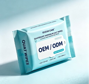 Lingettes désinfectantes écologiques en gros à base de sel d'ammonium quaternaire, sans alcool, douces, non pelucheuses, emballées individuellement, jetables dans les toilettes - Product Image 2