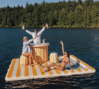 Tente flottante gonflable DWF en PVC, canapé, plate-forme flottante pour bar d'eau, quai, île géante pour la baignade, île gonflable avec auvent