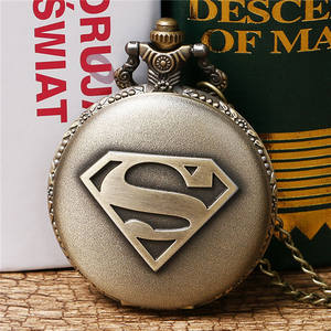 패션 슈퍼맨 포켓 시계 쿨 블랙 블루 다이얼 펜던트 시계 고품질 목걸이 체인 Fob 포켓 시계 슈퍼 선물 - Product Image 2